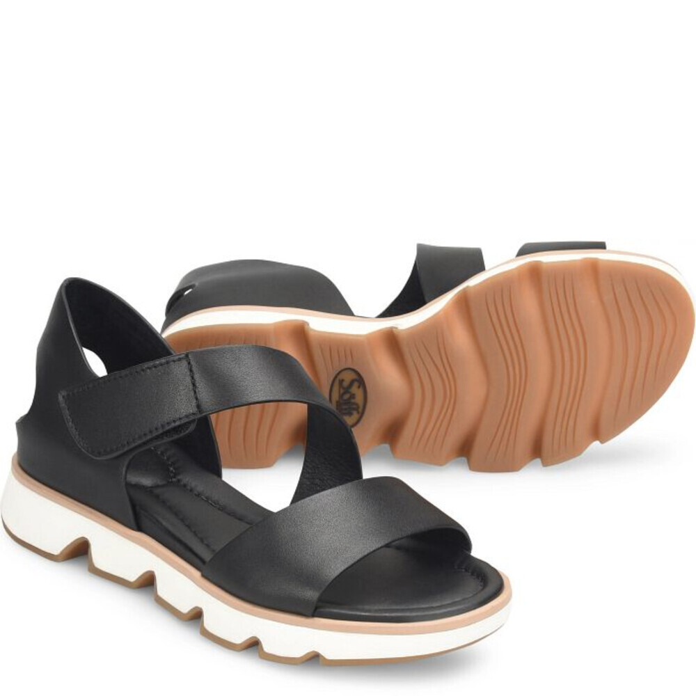 Sofft Mandi SF0099301 Sandals Women's 8 Black Leather Ripple Cut Strappy HAWK228